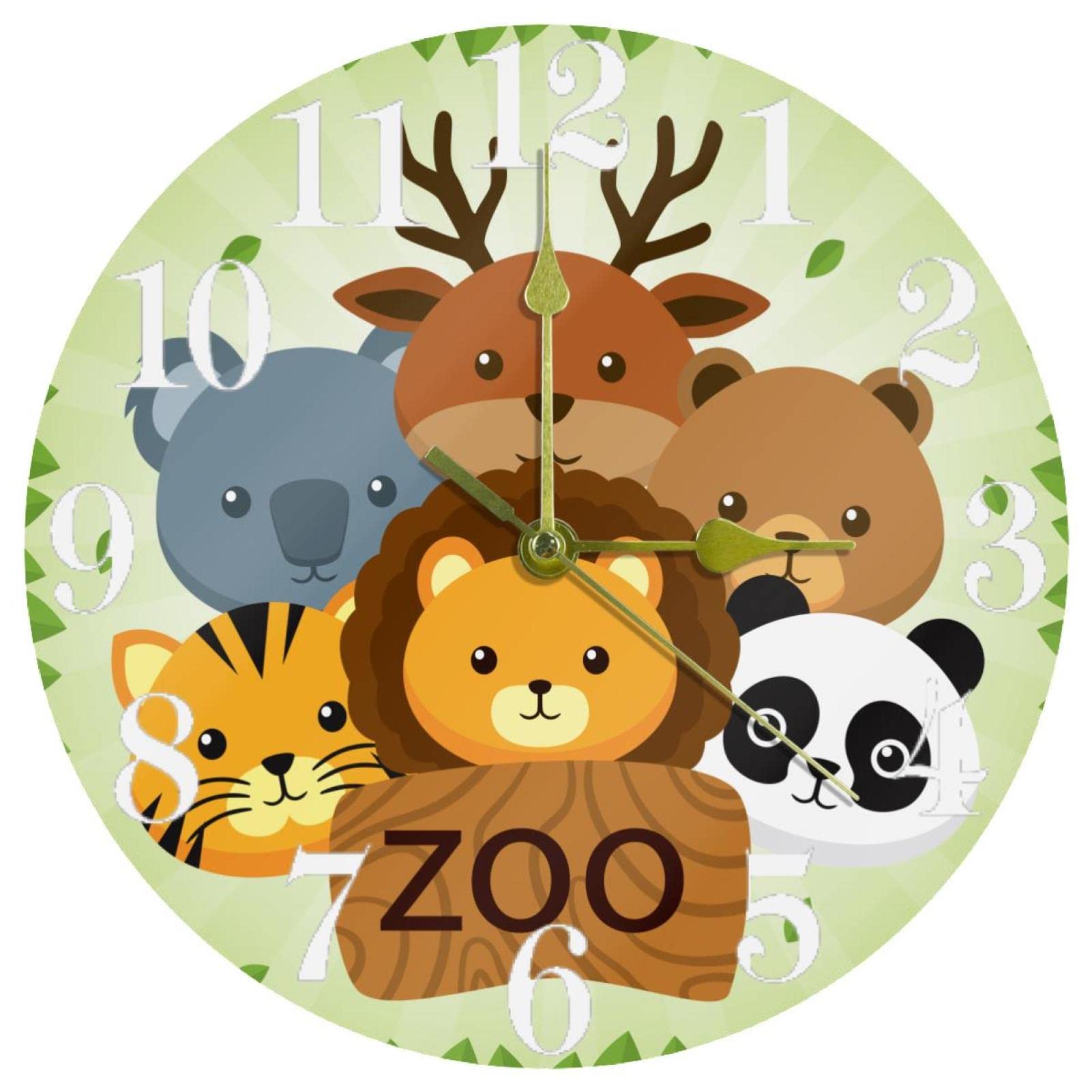 Horloge murale animaux du zoo de 25,4 cm sans tic-tac à piles