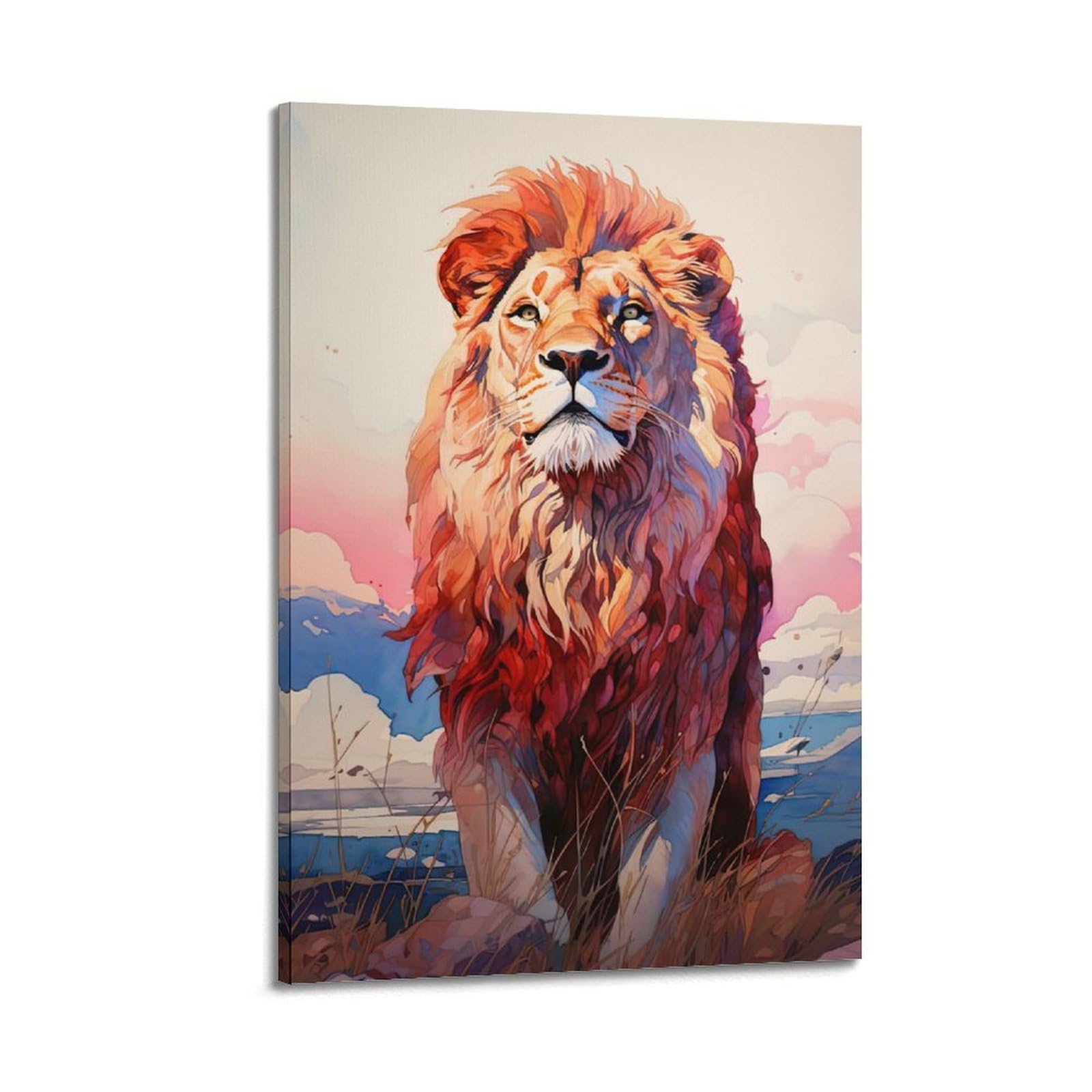 WPHSFX Wildlife Artwork Poster Look at The Lions in The Distance Poster Decorative Painting Canvas Wall Posters And Art Picture Print Modern Family Bedroom Decor Posters 12x18inch(30x45cm)