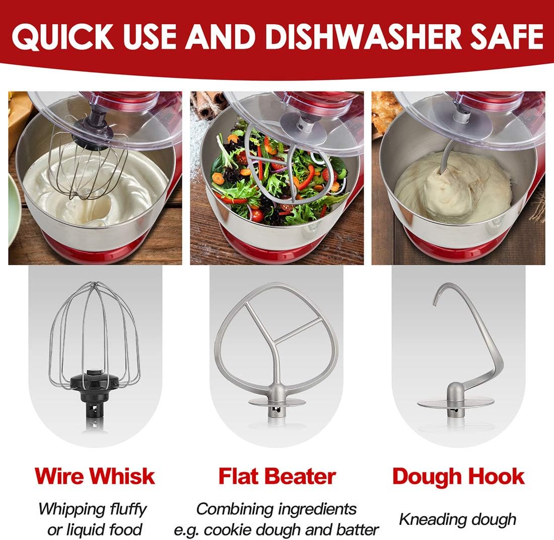 ❤ Crazy Deals Stand Mixer, COKLAI 6 Speed 5.5-QT Dough Mixer Metal Lid with Stainless Steel Bowl, Tilt-head Electric Kitchen Mixer with Wire Whisk, Dough Hook, Flat Beater & Splash Guard, Red Food Mixer for Baking New Deal Stand Mixer, COKLAI 6 Speed 5.5-QT Dough Mixer Metal Lid with Stainless Steel Bowl, Tilt-head Electric Kitchen Mixer with Wire Whisk, Dough Hook, Flat Beater & Splash Guard, Red Food Mixer for Baking