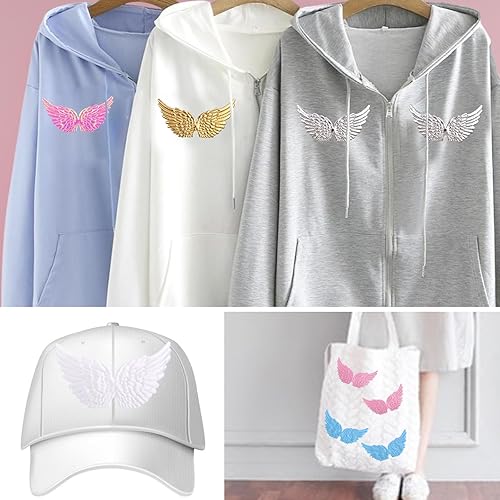 Miniatura 5 de 20 parches de alas de ángel de tela en relieve, apliques para coser en parche bordado para manualidades, decoración de accesorios para el cabello