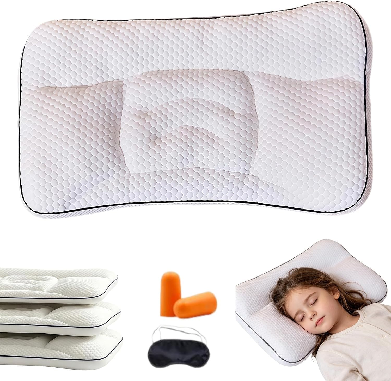 Sereniakids Cuscino Bambino,Cuscino Serenia Kids，H1 (Da 6 Mesi A 3 Anni) | 3 Altezze da 6 mesi a 16 anni, Memory Foam Viscoelastico Supporto Morbido Per Testa E Collo, Design Traspirante