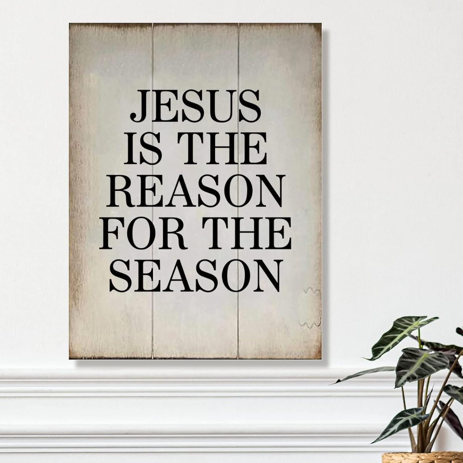 Rustic Wood Sign Jesus is The Reason for The Season Wood Plaque Vintage Farmhouse Wall Hanging Sign Art Decor Plaque with Quotes for Home 18x24in Housewarminmg Gift for Home Wall Decor