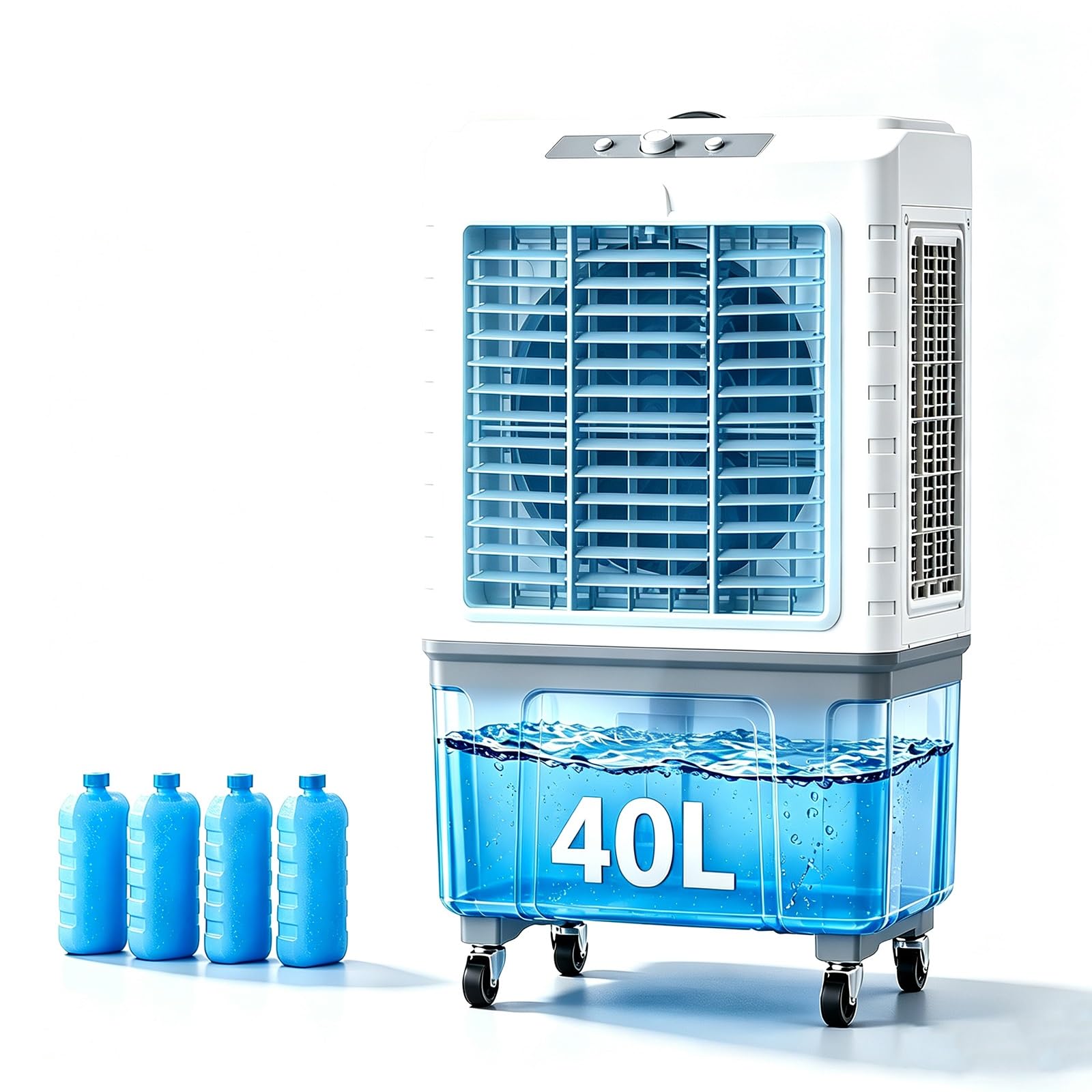Portable Swamp Cooler with Wheels, 3 Speed, Evaporative Air Cooler