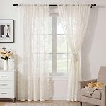 H.VERSAILTEX Lace Curtains 90 Inch Length Vintage Victorian Sheer Curtain 2 Panels Rod Pocket with French Country Floral, Light Filtering Privacy Sheers for Bedroom Living Room, 52" W x 90" L Ivory