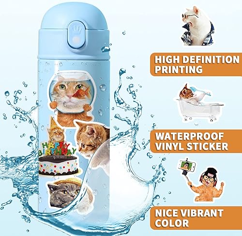 Miniatura 4 de Calcomanías de gato 100 calcomanías impermeables para gatos calcomanías de vinilo para botella de agua laptop teléfono patineta para niños