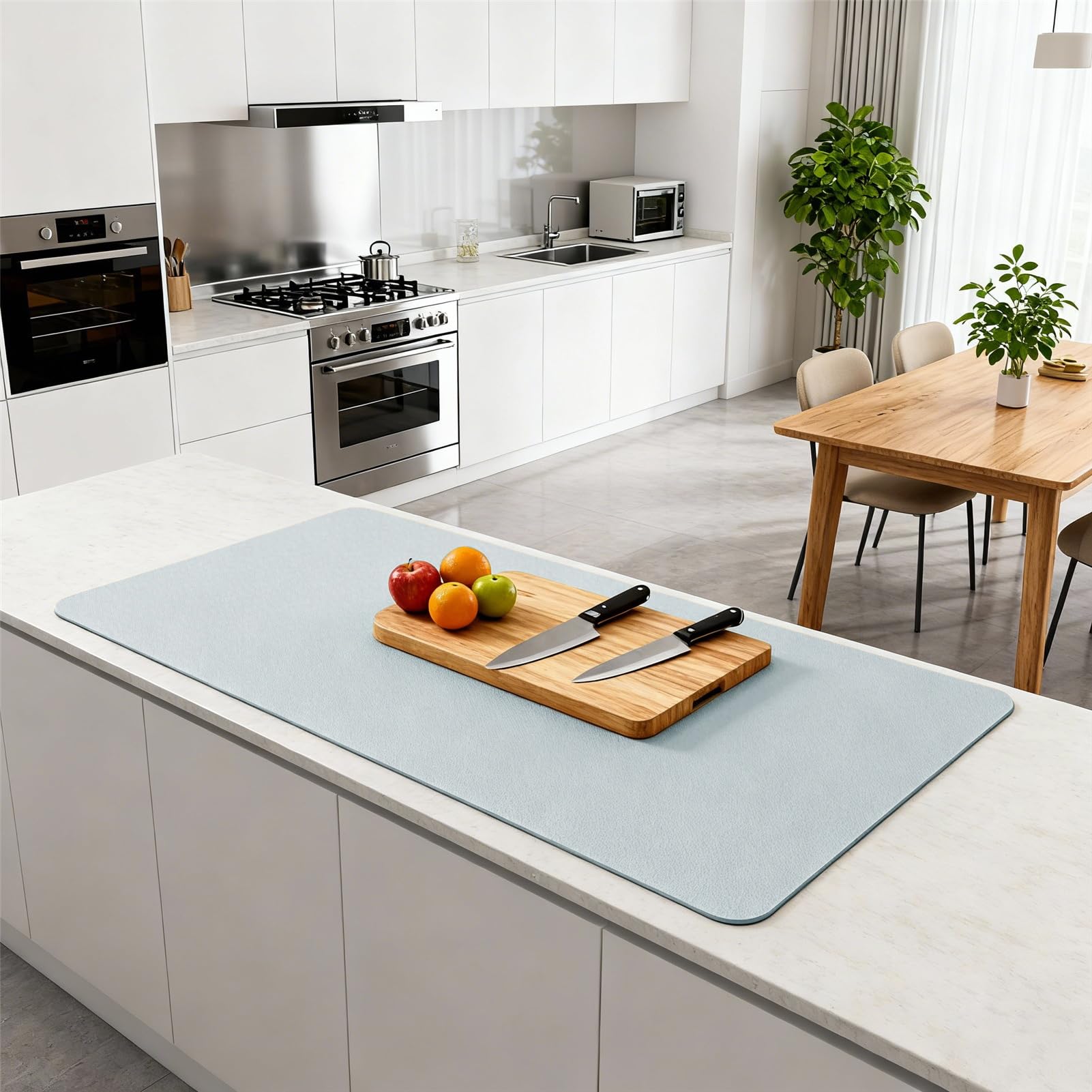 Tapis en silicone résistant à la chaleur et antidérapant étanche bleu clair