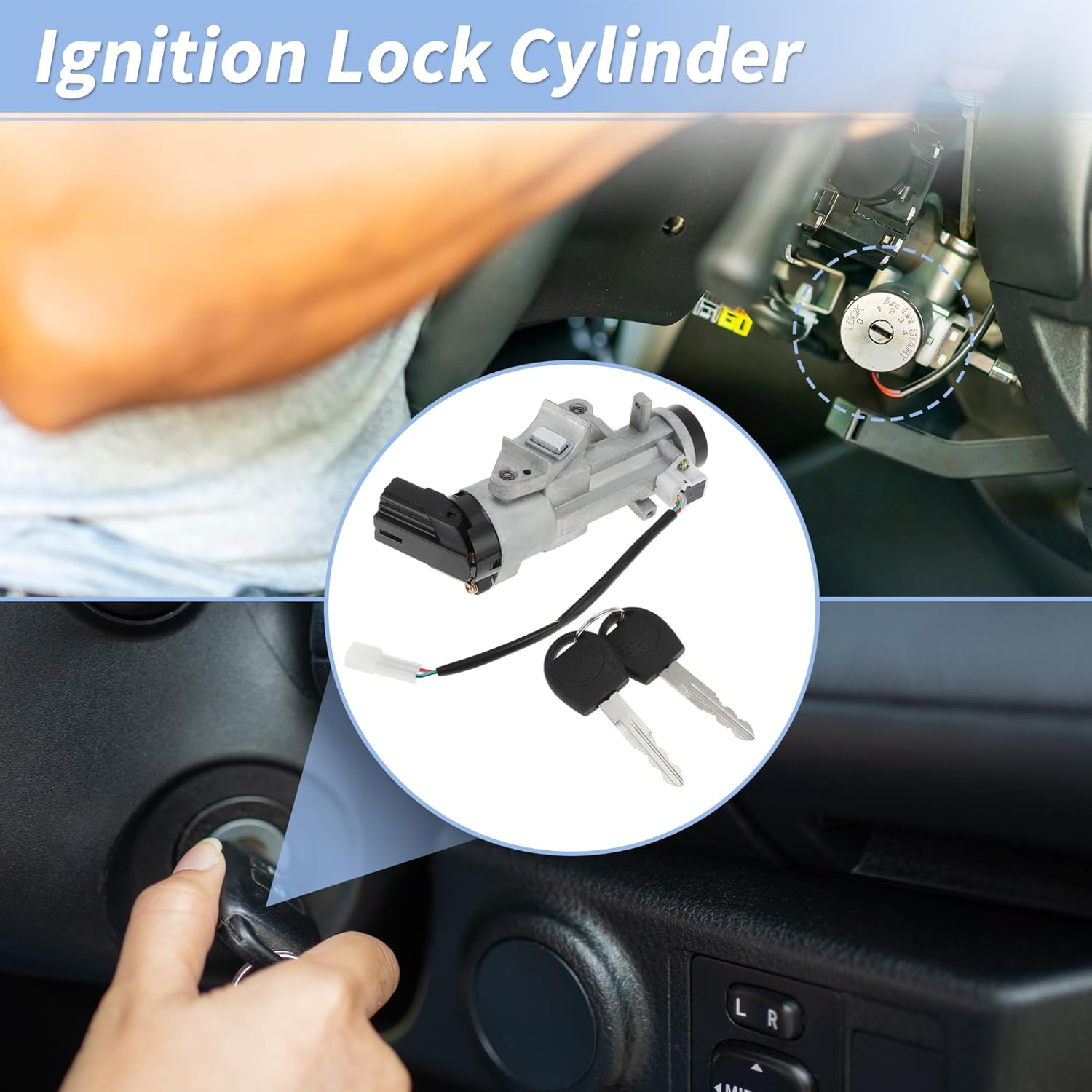Motoforti No.96261298/96414708 Ignition Lock Cylinder for Chevrolet Aveo 2004-2011 for Pontiac G3 2010 Ignition Switch Cylinder Barrel Lock with 2 Key Set