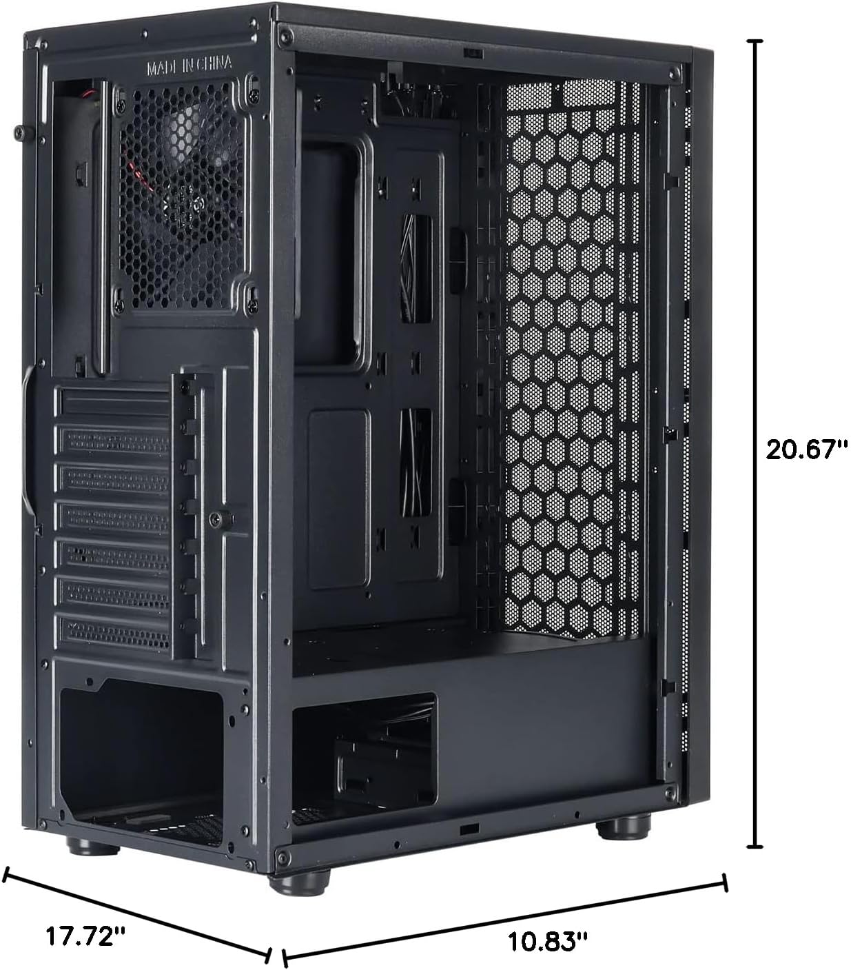 ARESGAME at-M1 Mid-Tower PC Case, Transparent Side Panel and ATX/M-ATX Support, Liquid Cooling Support up to 240mm Radiator, Black
