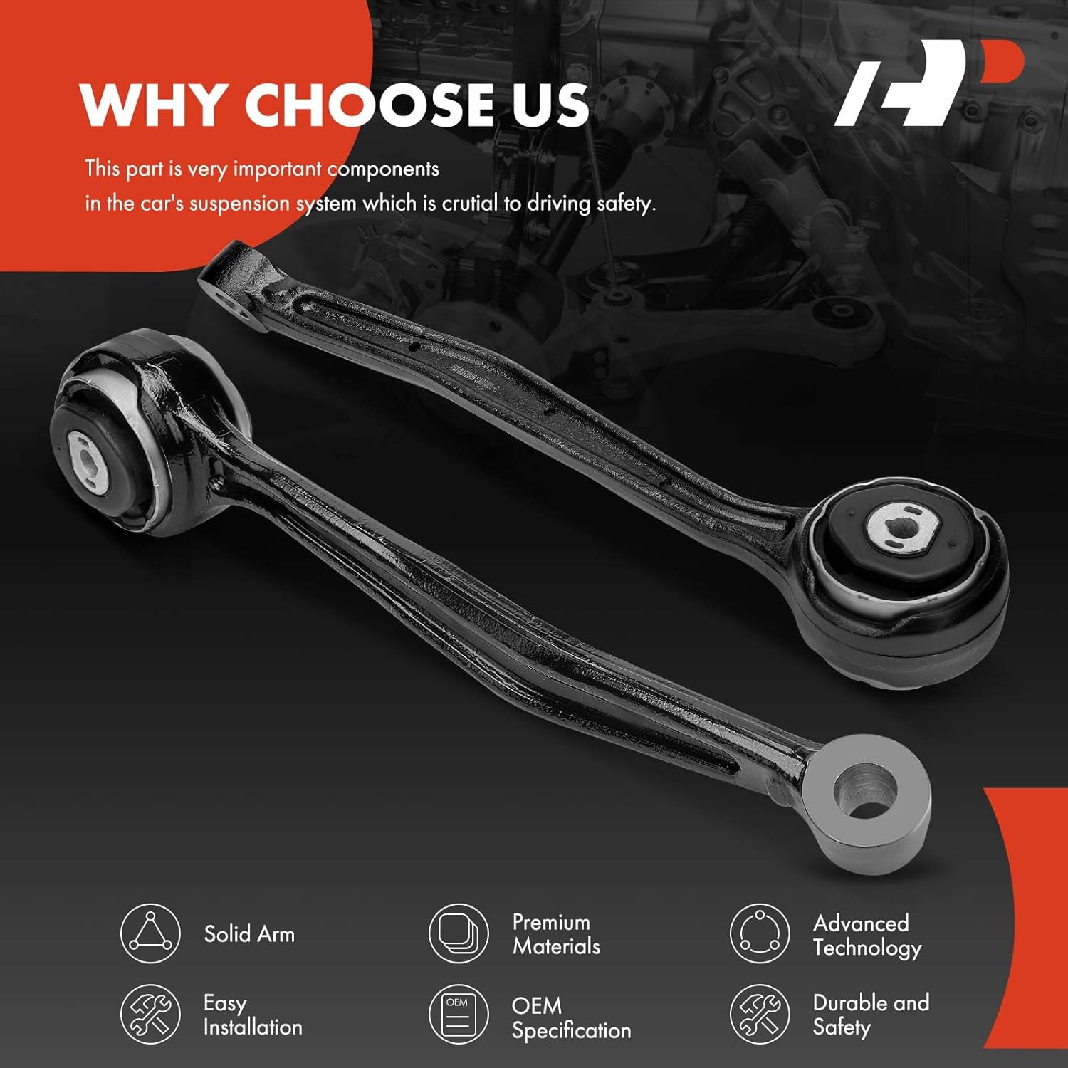 A-Premium 2 x Front Forward Lower Control Arm, with Bushing, Without Ball Joint, Compatible with Cadillac CTS 2014 2015 2016 2017 2018 2019, AWD Only