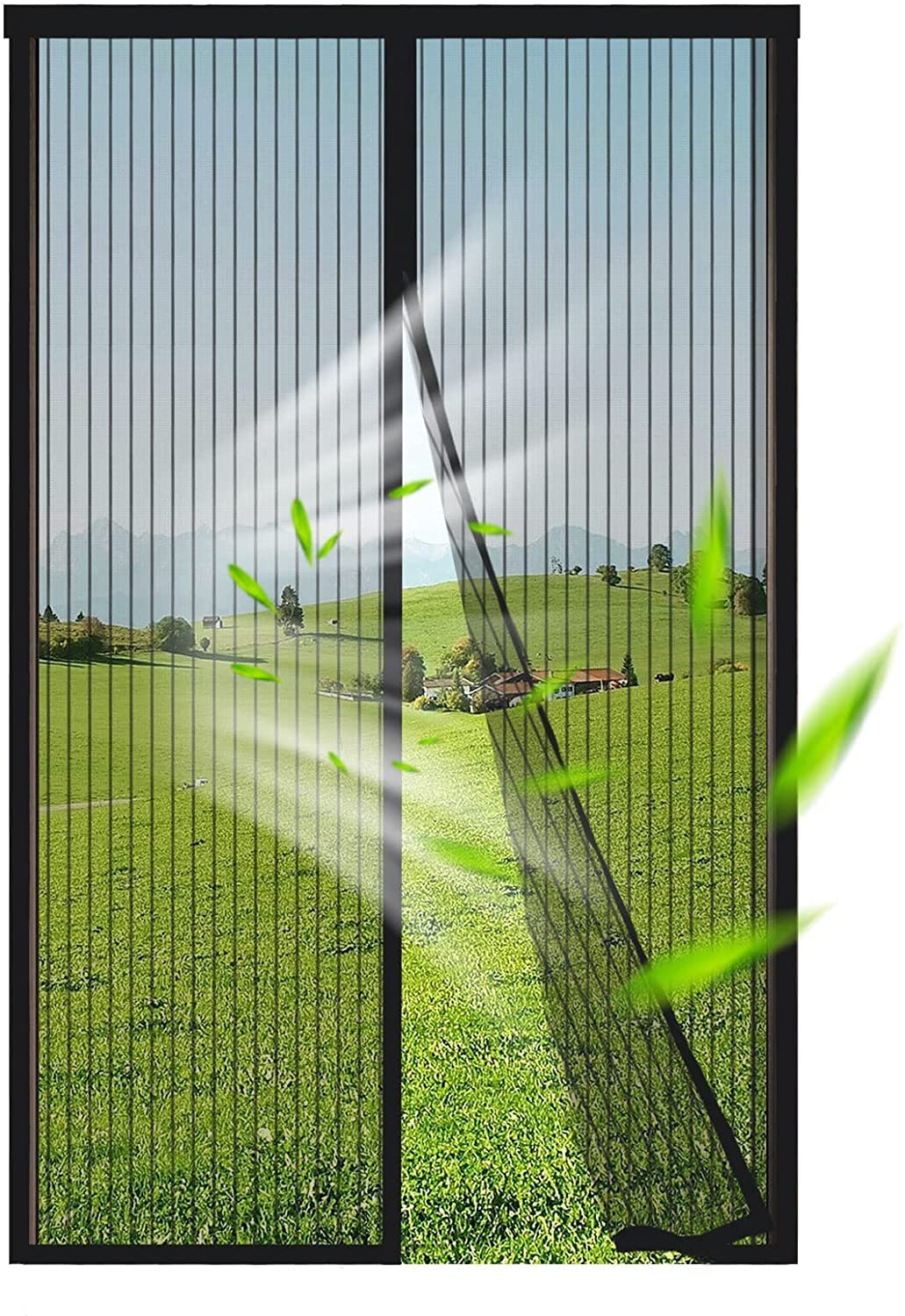 Moustiquaire porte magnétique 150x220 rideau anti mouches adhésif fermeture automatique