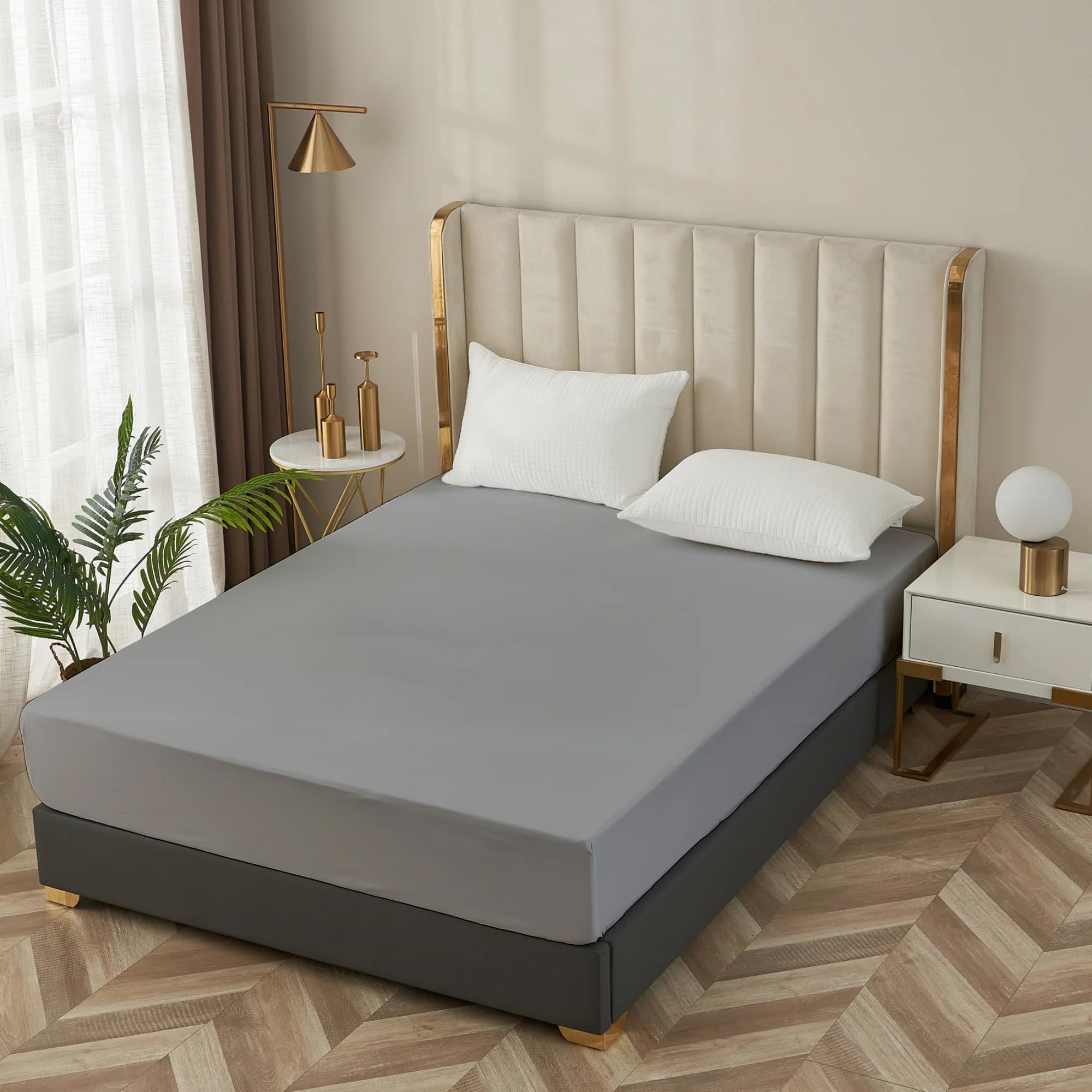 Ray Bedding 40cm Deep Super King Fitted Sheet 100% Egyptian Cotton 400 Thread Count Extra Deep Super King Fitted Bed Sheets Super Soft Breathable Hotel Quality Bed Sheet