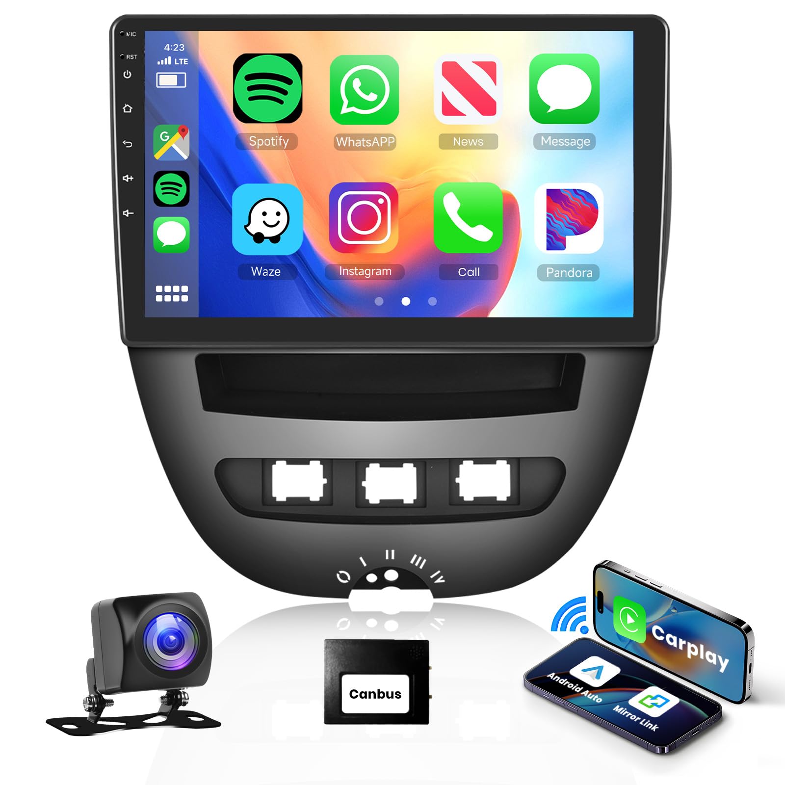 Podofo Carplay Autoradio Pour Peugeot 307 2002-2013,Android HiFi,9