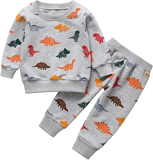 Toddler Baby Boys Clothes Print Long Sleeve Pullover Sweatshirt Pant Outfit Fall Winter Clothing Set