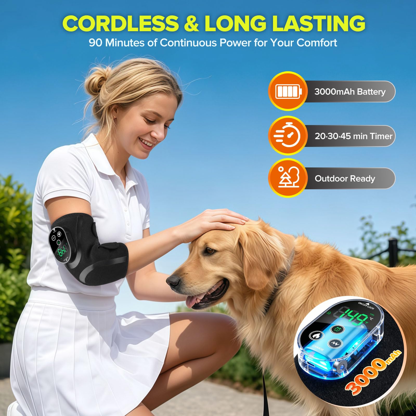 Coudière chauffante avec massage par vibration, 5 niveaux de chaleur et 3 modes de vibration, coussin chauffant électrique pour coude de tennis et de golfeur, tendinite, arthrite, soulagement des