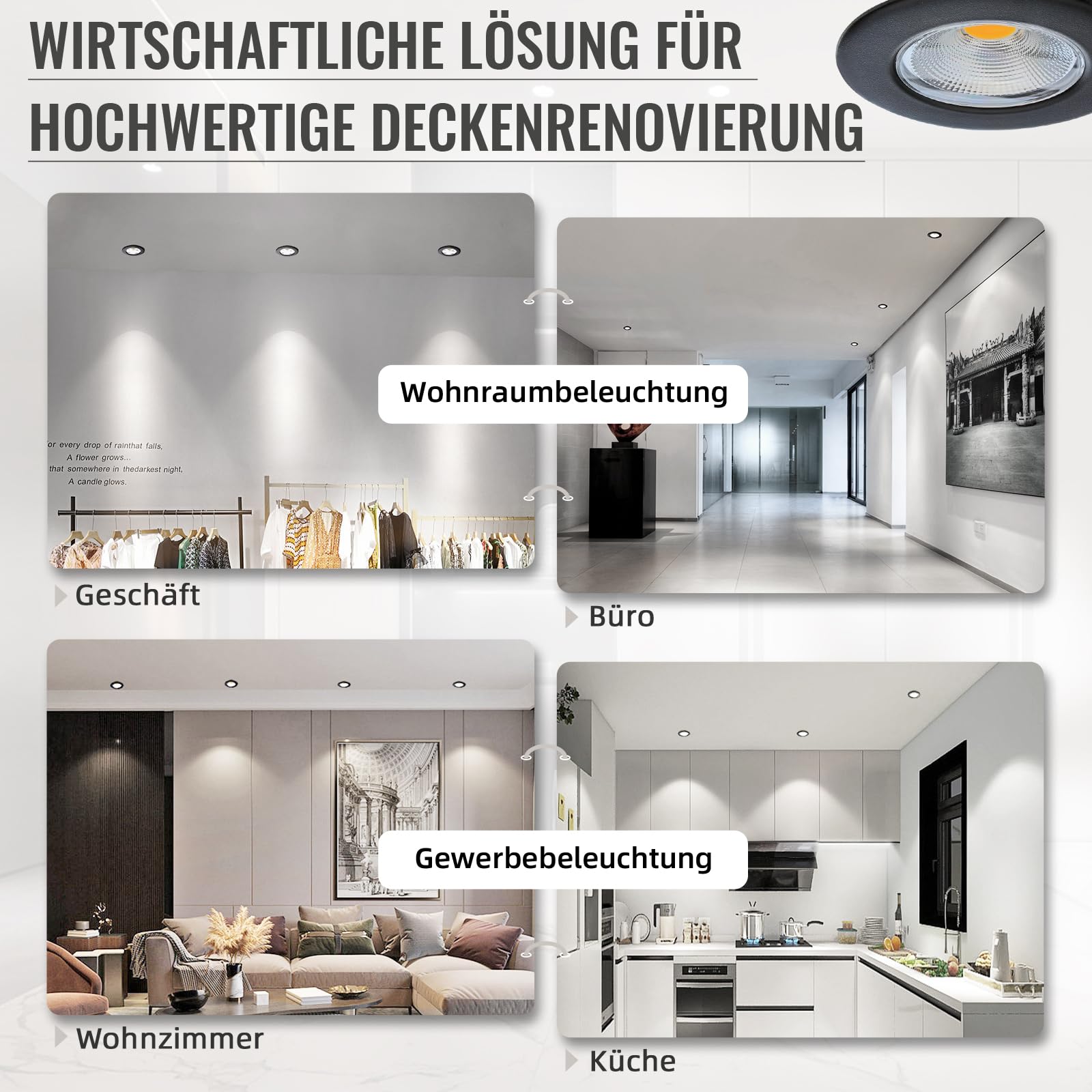 Schiele 7W LED Einbaustrahler Spots 230V Schwarz, D Produktbild-Vorschau 1