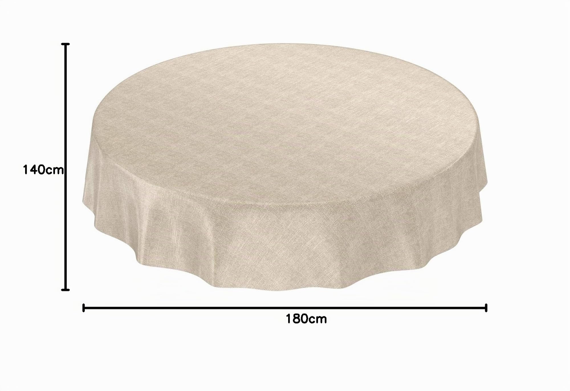 Anro Nappe en toile cirée Aspect lin, Toile cirée, beige, Oval 140 x 180cm eingefasst