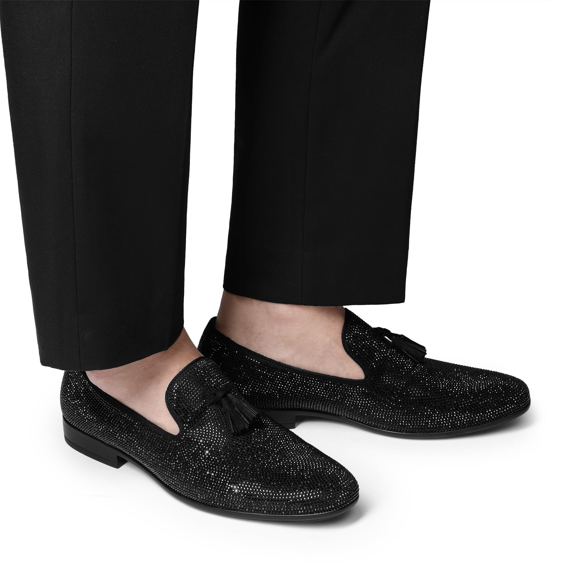 Bruno Marc Men's Rhinestone Prom Tuxedo Shoes Tassel Dress Loafers Slip on Formal Shoes for Wedding, Party, Graduation — view 6