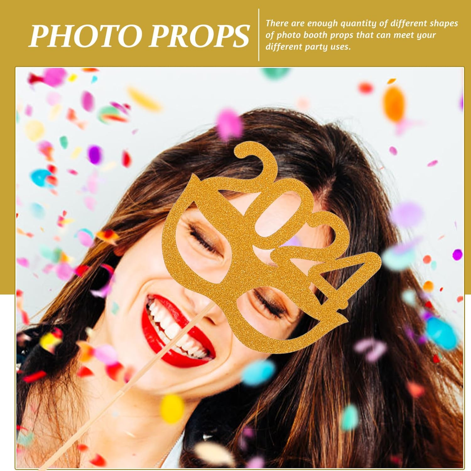 SHOWERORO 24pcs Year Photo Booth Props for Celebrations Fun Picture Taking Supplies for Year Eve and Party Decorations