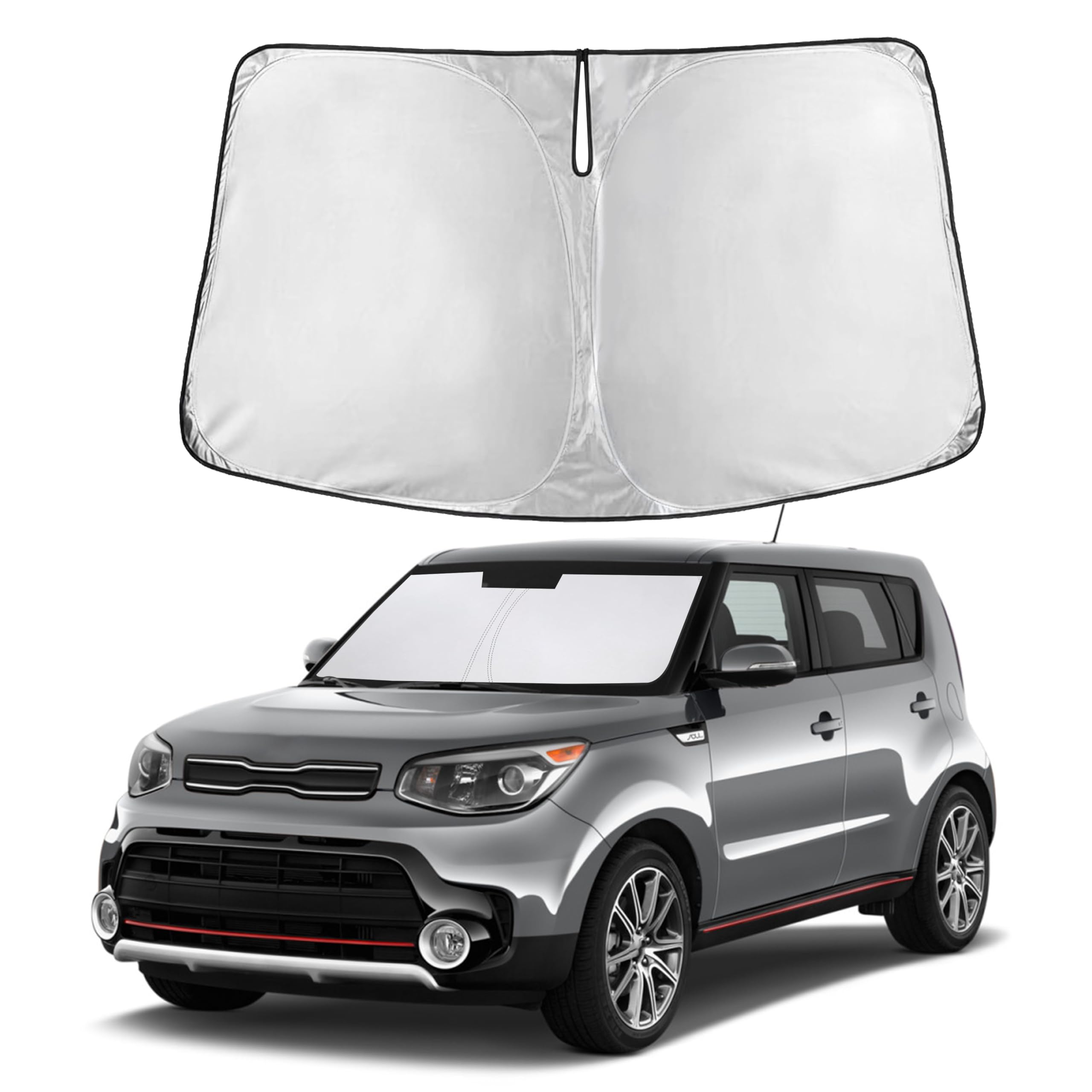 Autovir Windshield Sun Shade Fit for 2014-2017 2018 2019 Kia Soul Sunshade, Front Car Window Shades Sun Visor, Blocks UV Rays & Heat, Car Accessories Fit for Kia Soul 2014-2019