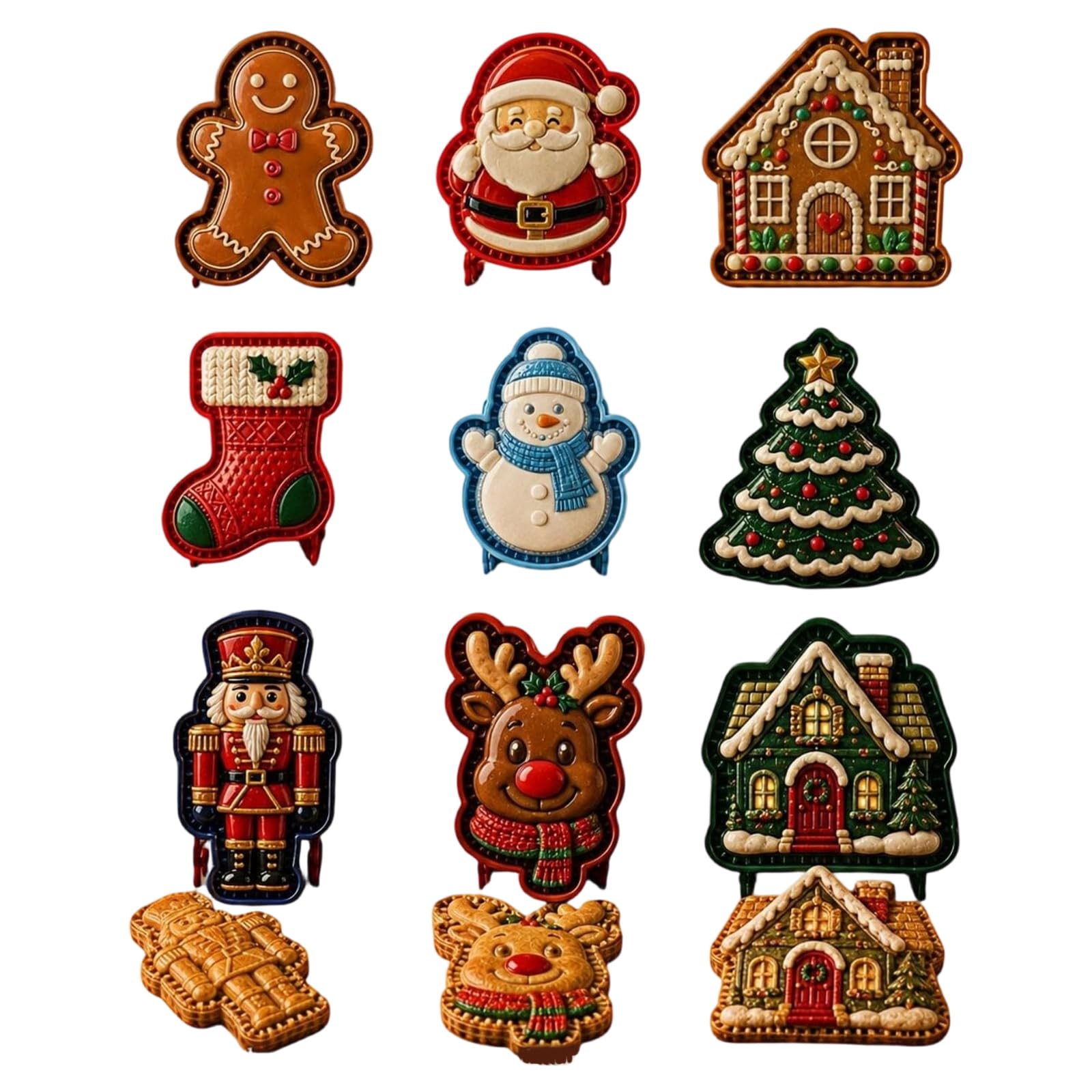 Set di mini stampi per torta di Natale riutilizzabili in rilievo