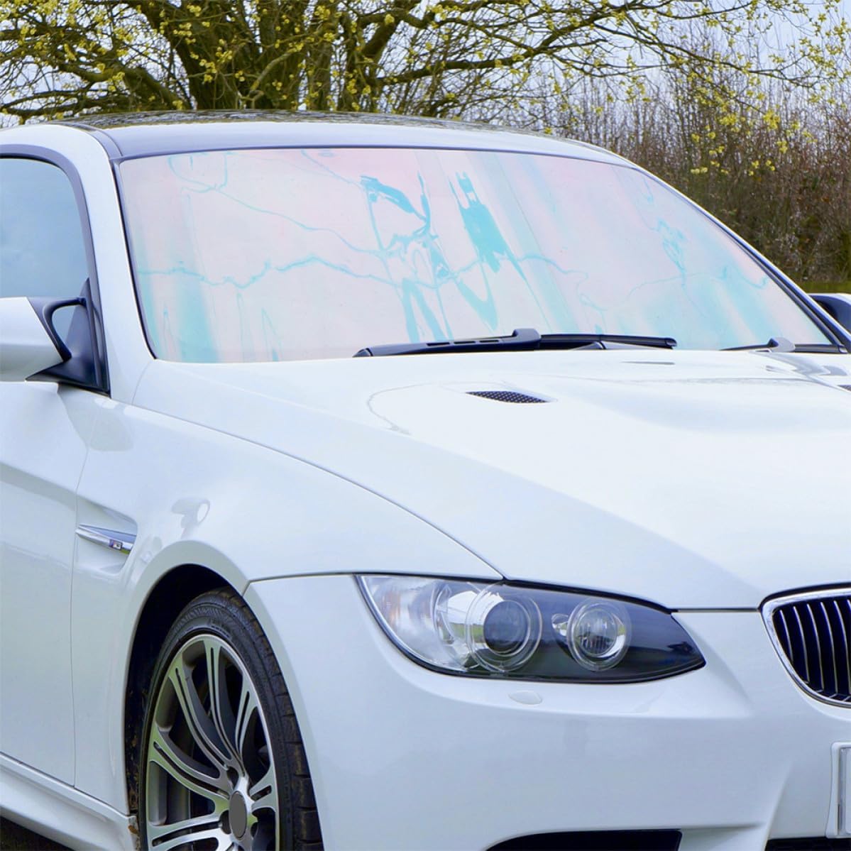 Car Window Tint Film Enhances Appearance Silver Gradient Pet Material DIY Trim to Fit Different Car Models Automotive Window Coverings for Driving Sun Protection