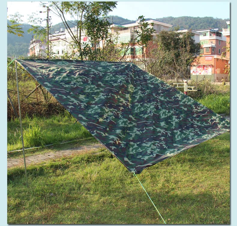 zelt plane regen Camping Zeltplane, wasserdichte Tarnung Outdoor Tragbare Leichte Regendichte Matte Shelter (3 * 2.9m) Sonstiges post | position + type:left • with wall bottom holder Capybara Decke, Nap Matte Kleber