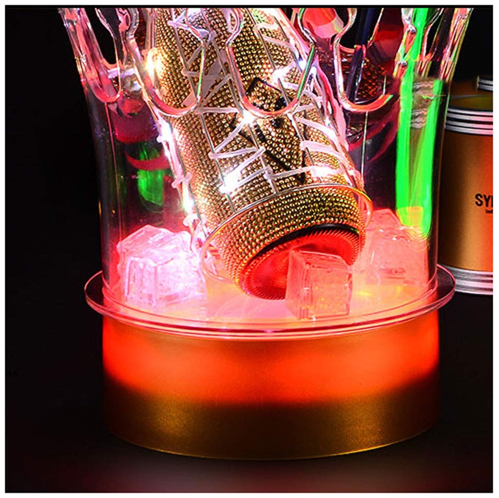 Eiskübel Eiskühler Eis Eimer Sektkühler Bunte LED Eiskübel, Große Kapazität Weinkühler LED Lebensmittelqualität Eimer Kunststoff Retro Champagner Wein Trinkt Bier Eimer, batería de litio Aufgeladen We