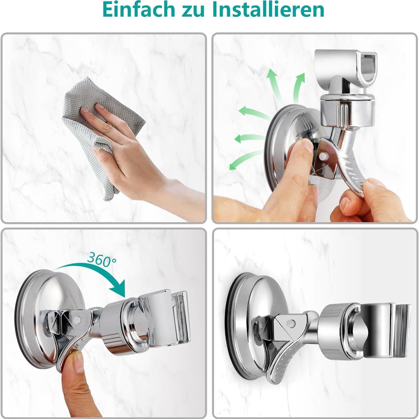 Adjustable Shower Head Holders, Universal 360° Rotation Shower Head Bracket with Suction Cup, for Bathroom Accessories - Image 4