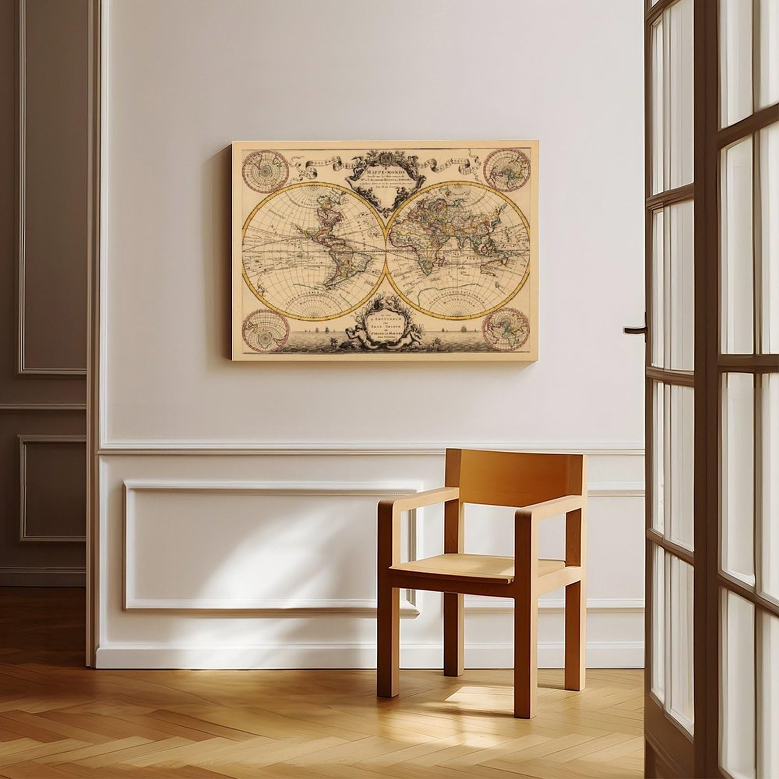 Póster de la historia de los mapas del viejo mundo en 1720 para decoración de pared, pinturas para sala de estar, dormitorio, 60 x 90 cm