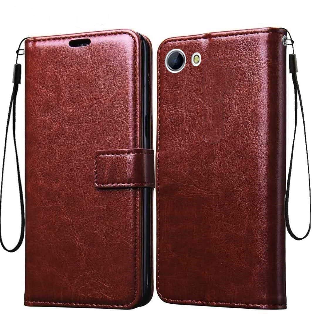 ClickAway Vintage Leather Flip Cover Case Compatible with Vivo V5 | Inner TPU | Foldable Stand | Magnetic Closure | Wallet Card Slots - Brown CA51 (Please Check Your Phone Model Before Buying