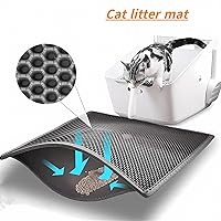 Vista 2 de Alfombrilla de arena para gatos con diseño de panal de abeja de doble capa, impermeable, resistente, suministros para gatos fáciles de limpiar