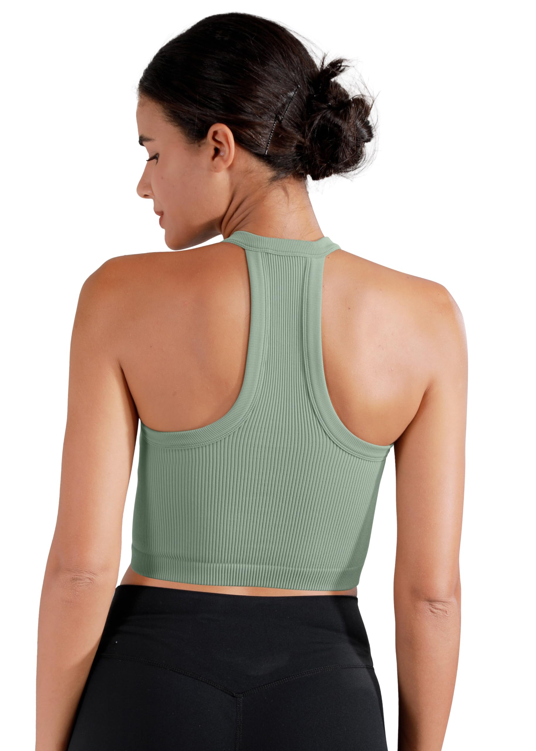 Sunzel Camiseta sin Mangas, de canalé, Cuello Alto, sin Costuras, para Mujer