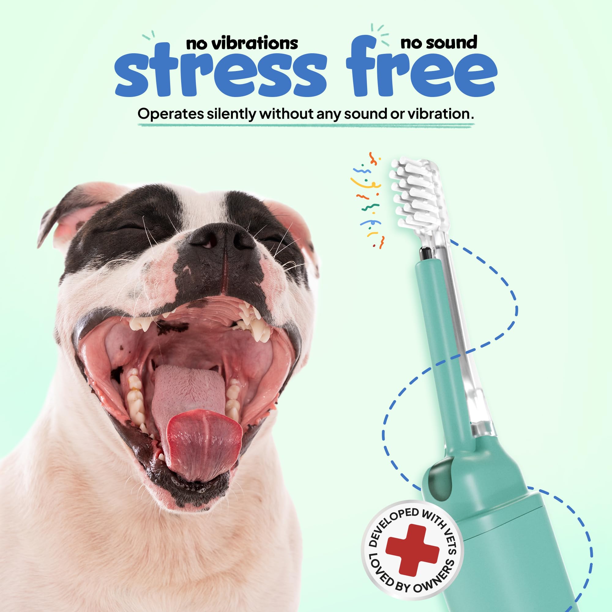 Spazzolino elettrico per cani con innovativa tecnologia elettrolitica, spazzolino elettrico silenzioso e delicato per cani, rimozione della placca e del tartaro senza dentifricio (piccolo)