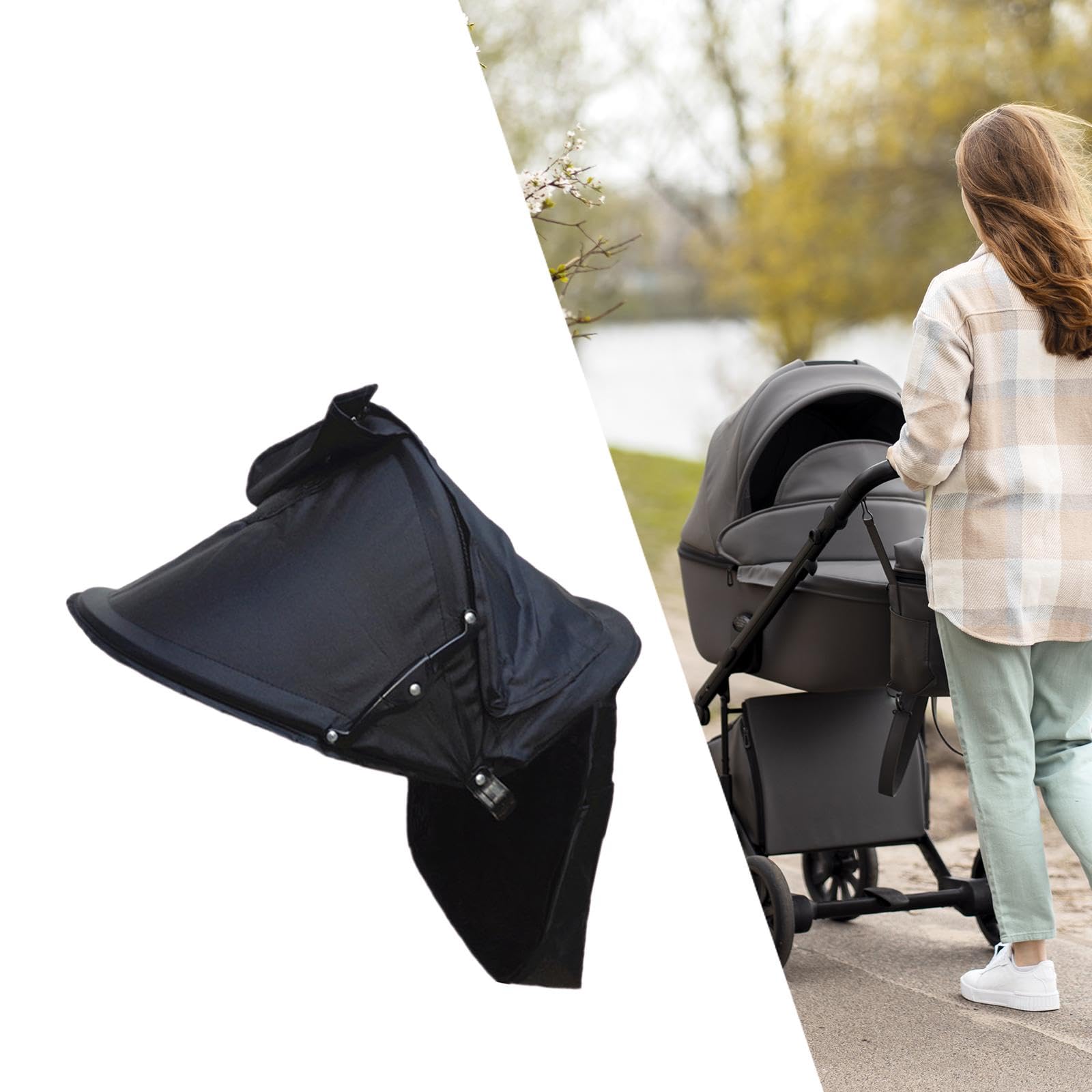 Baoblaze parasole passeggino Parabrezza traspirante Protezione solare regolabile per passeggiate all'aperto Tettuccio universale per passeggino, Parte superiore staccabile