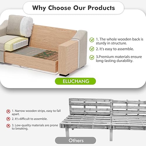 Miniatura 5 de Eluchang Sofá seccional convertible, sofá en forma de L con asientos extra profundos, tela de lino natural, sofá de esquina moderno y cómodo para