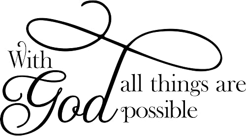 My Vinyl Story Calcomanía de pared grande con Dios todas las cosas son posibles, inspiradora, decoración de oficina, cita de decoración de pared,