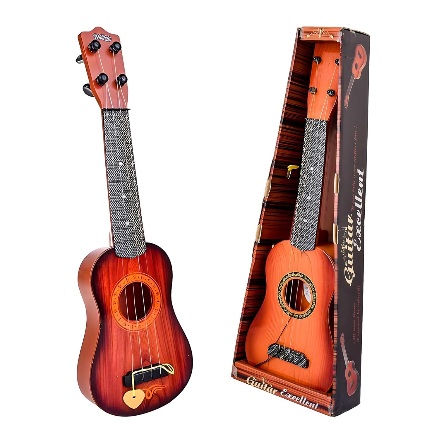 EUPHORIA Guitar Brown Toy 4 Strings Acoustic Music Toys for Kids, Musical Instrument for Kids, Educational Toy Guitar for Beginners, Learning Musical Toy for Kids, Sound Toys, 6+Years, 22" (Pack of 1)-image-35