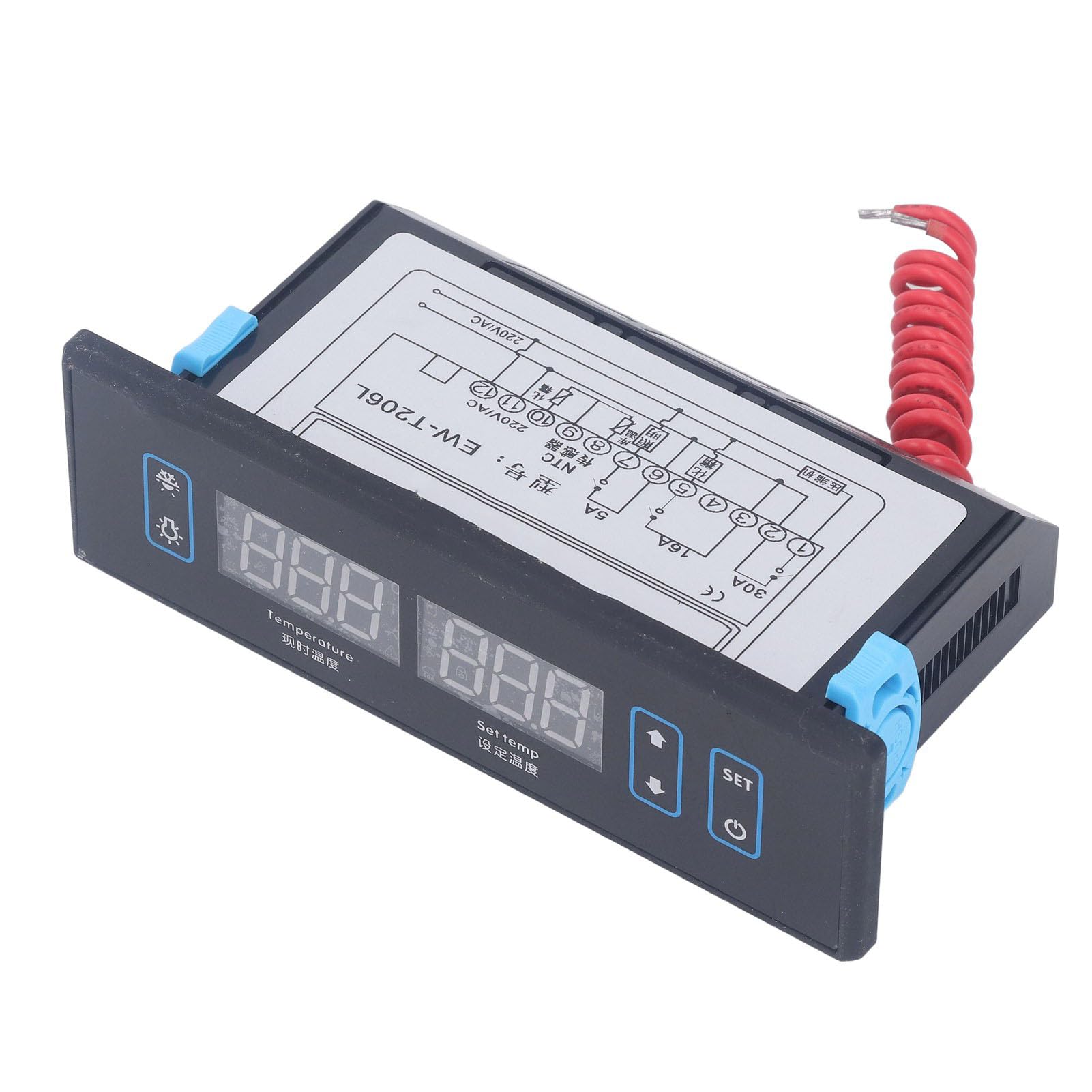 Ejoyous Termostat z Cyfrowym Wyświetlaczem, Regulator Temperatury ABS PID AC220V z Podwójnymi Czujnikami , Termostat Ogrzewania i Chłodzenia, Automatyczne Odszranianie, 60 ℉ do 125 ℉ dla Systemów