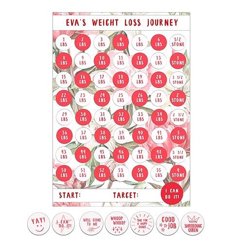 Weight Loss Chart, 1-4 Stone Laminated Sheet With Stickers, Diet Reward Chart, Weight Loss Motivation, Slimming World, Weight Watchers, Flowers : Amazon.co.uk: Handmade Products