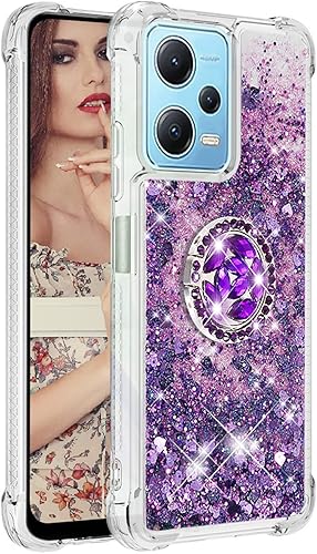 Miniatura 6 de CCSmall Funda brillante transparente brillante con purpurina para Xiaomi Redmi Note 12 5G (no 4G), cubierta de arena movediza líquida fluida con