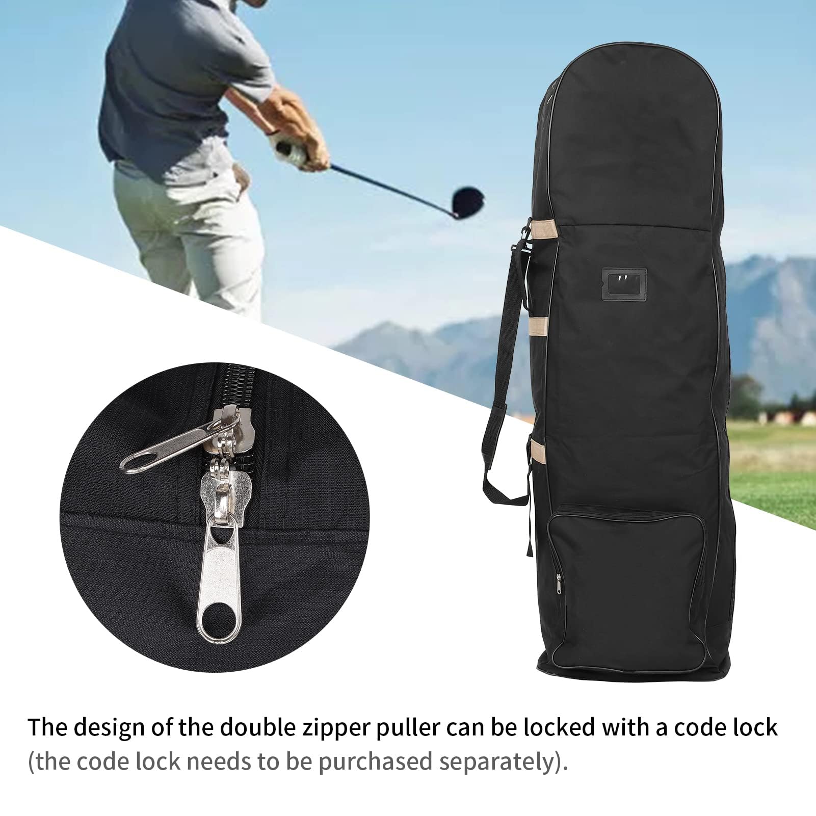 Sac de Voyage de Golf Pliable 600D avec Roues Étui de Club Or