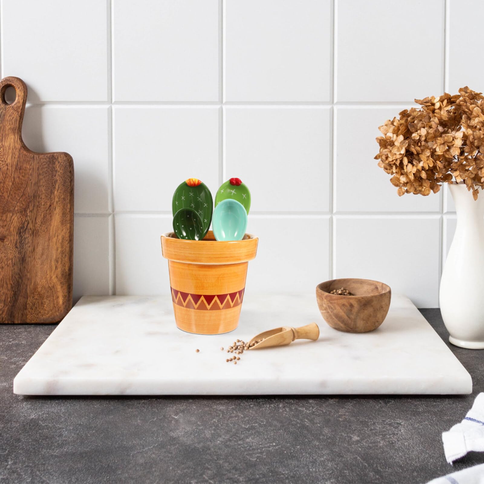 Cuillère Doseuse Cactus 1 Set en Céramique Support 290 Ml