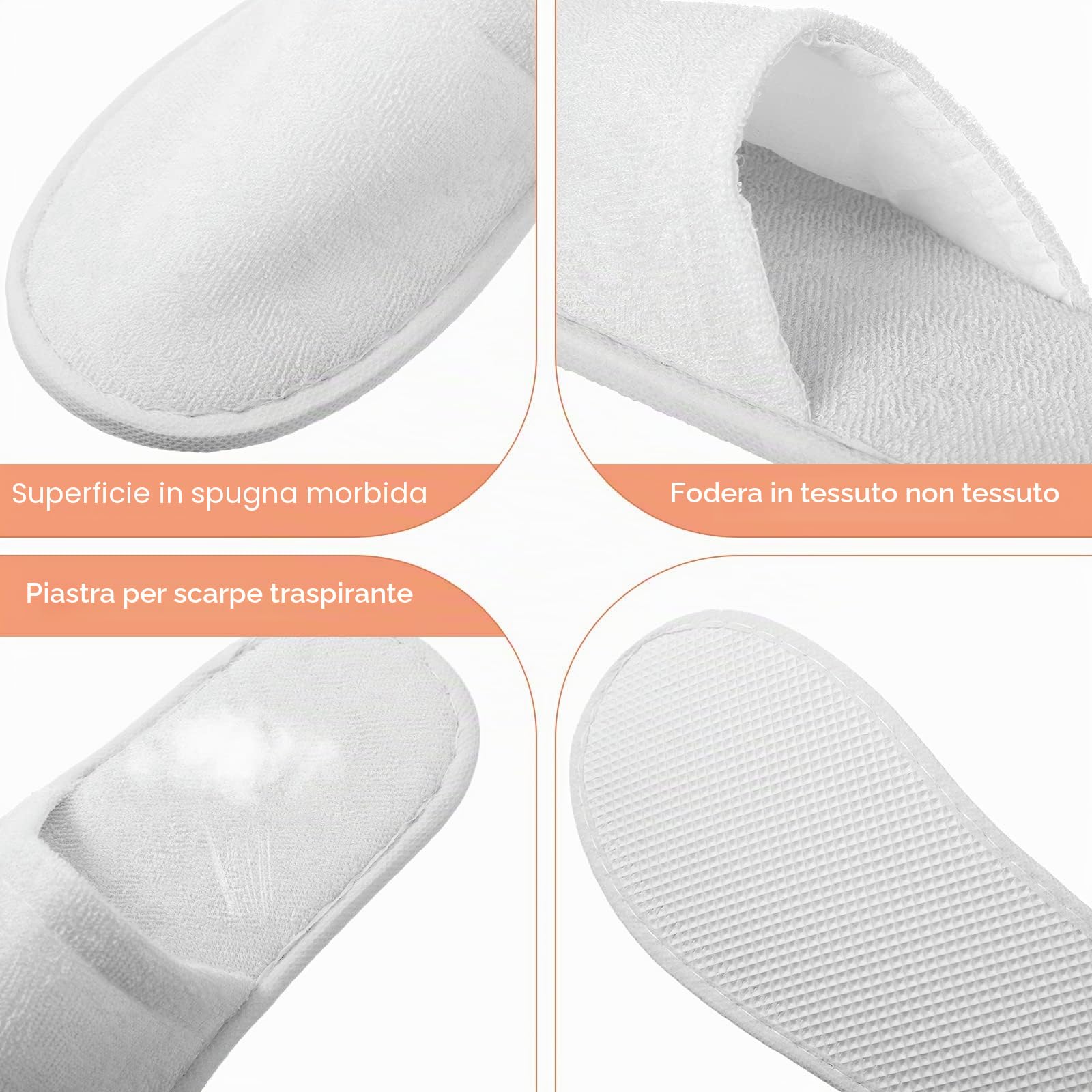 Geyoga 24 paia di pantofole usa e getta per gli ospiti, 2 dimensioni, in cotone, per hotel, spa, casa, laurea, festa di nozze, senza scarpe, per casa, viaggi, confezionate singolarmente