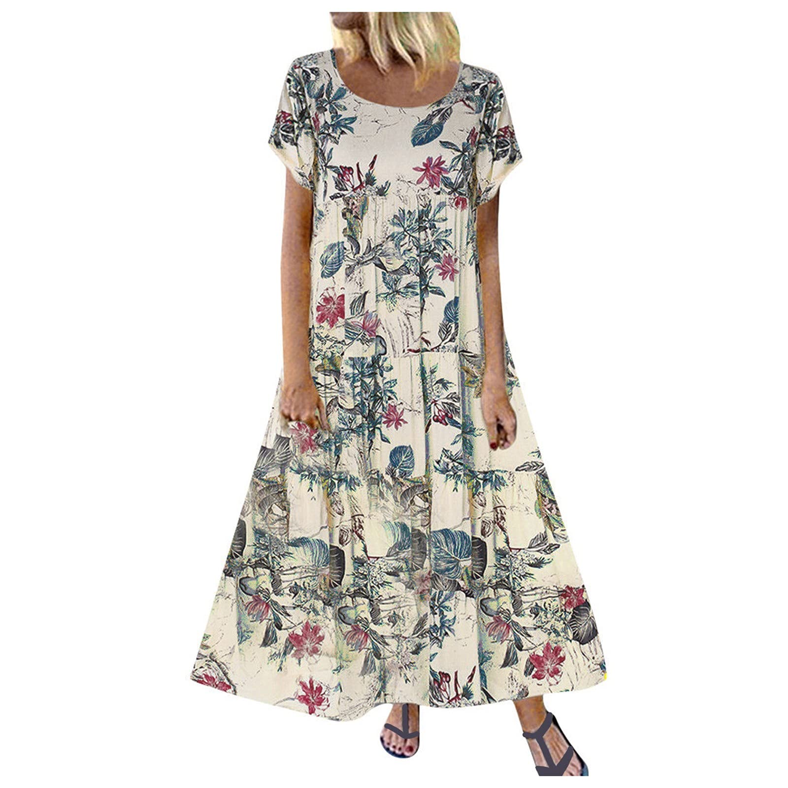 riou Vestidos Mujer Verano 2022 Elegante Vestido Casual Cuello en V Boho Vestidos Cruzados de Manga Corta Chic de Noche Falda de Playa Elegante Vestido De Noche Vestido Midi de Playa