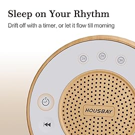 Housbay White Noise Sound Machine for Sleeping, 31 Soothing Sounds, Small Sleep Machine for Adults, Wood Grain Design for Bedroom & Noise Canceling