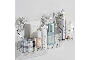 Shower Suction Cup Bathroom Organizer - Clear Shower Caddy Shelf with Storage...