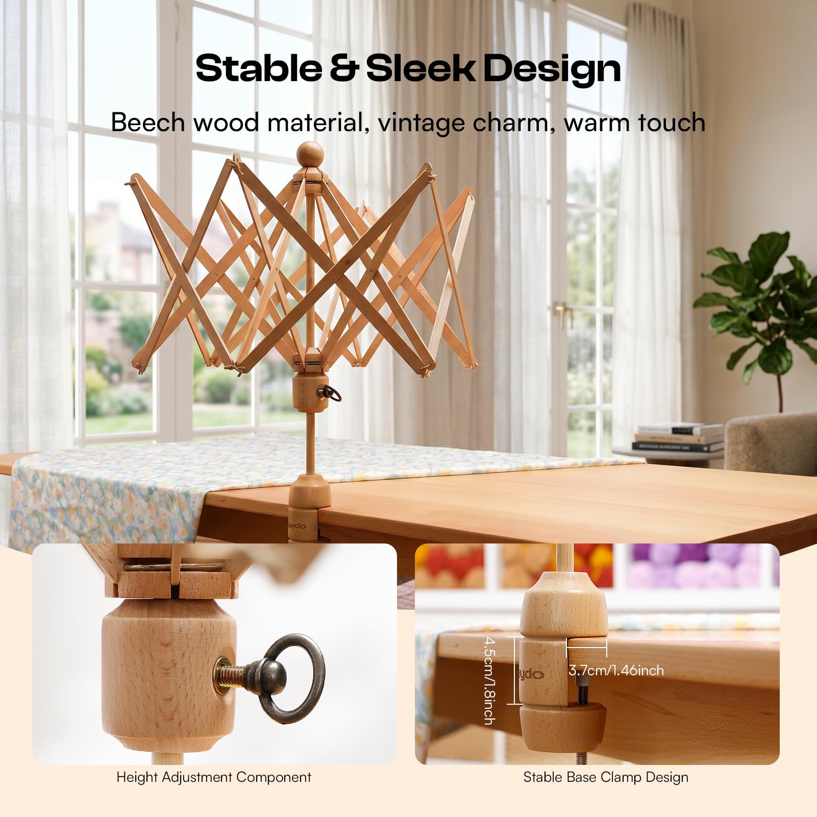 Caydo Schirmhaspel Wollhaspel Wollwickler für Wolle und Garn, Halter für Stränge Flexibles Leichtes und Faltbares Design