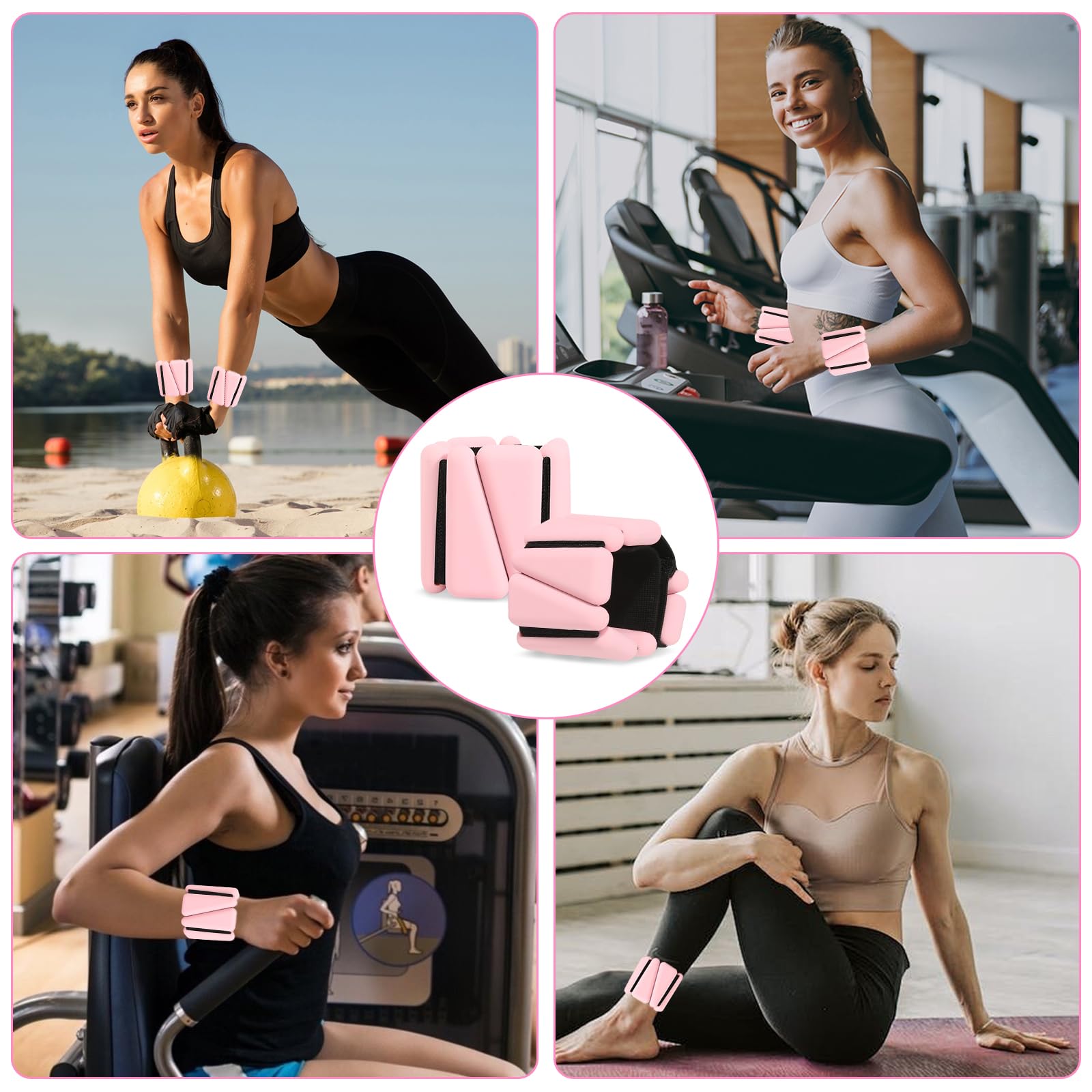 Set di 2 pesi per polsi e caviglie, per gambe e braccia (1 lb/1 pezzo), per pilates, yoga, cardio rosa