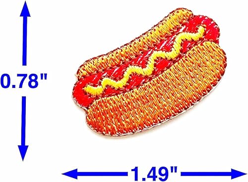 Miniatura 3 de PL - Juego de 2 minúsculos. Mini lindo perro caliente con mostaza, comida rápida, lindo logotipo de dibujos animados, 1 coser para planchar en