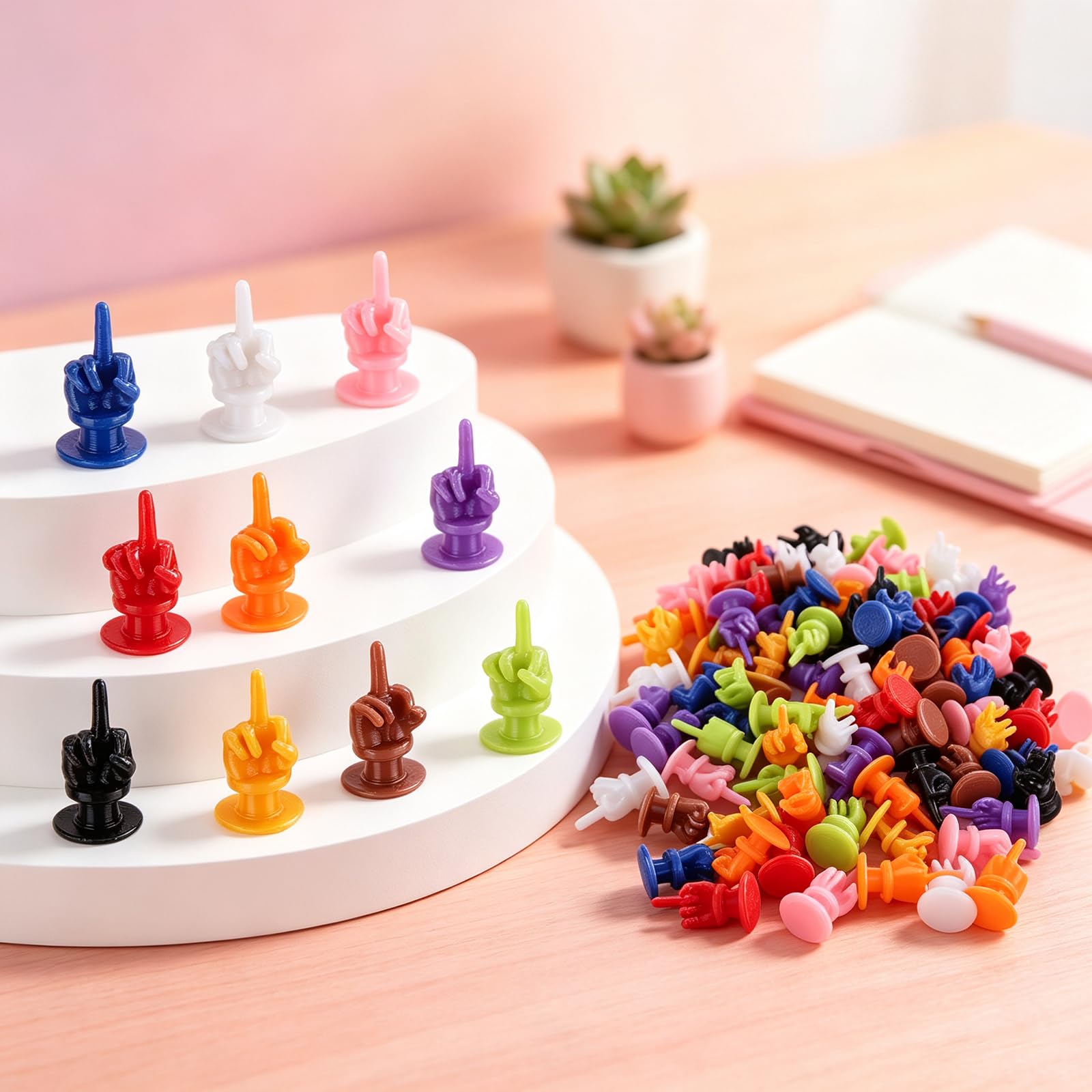 NQEUEPN 100pcs Mini Middle Finger Hands, Colorful Tiny Middle Fingers